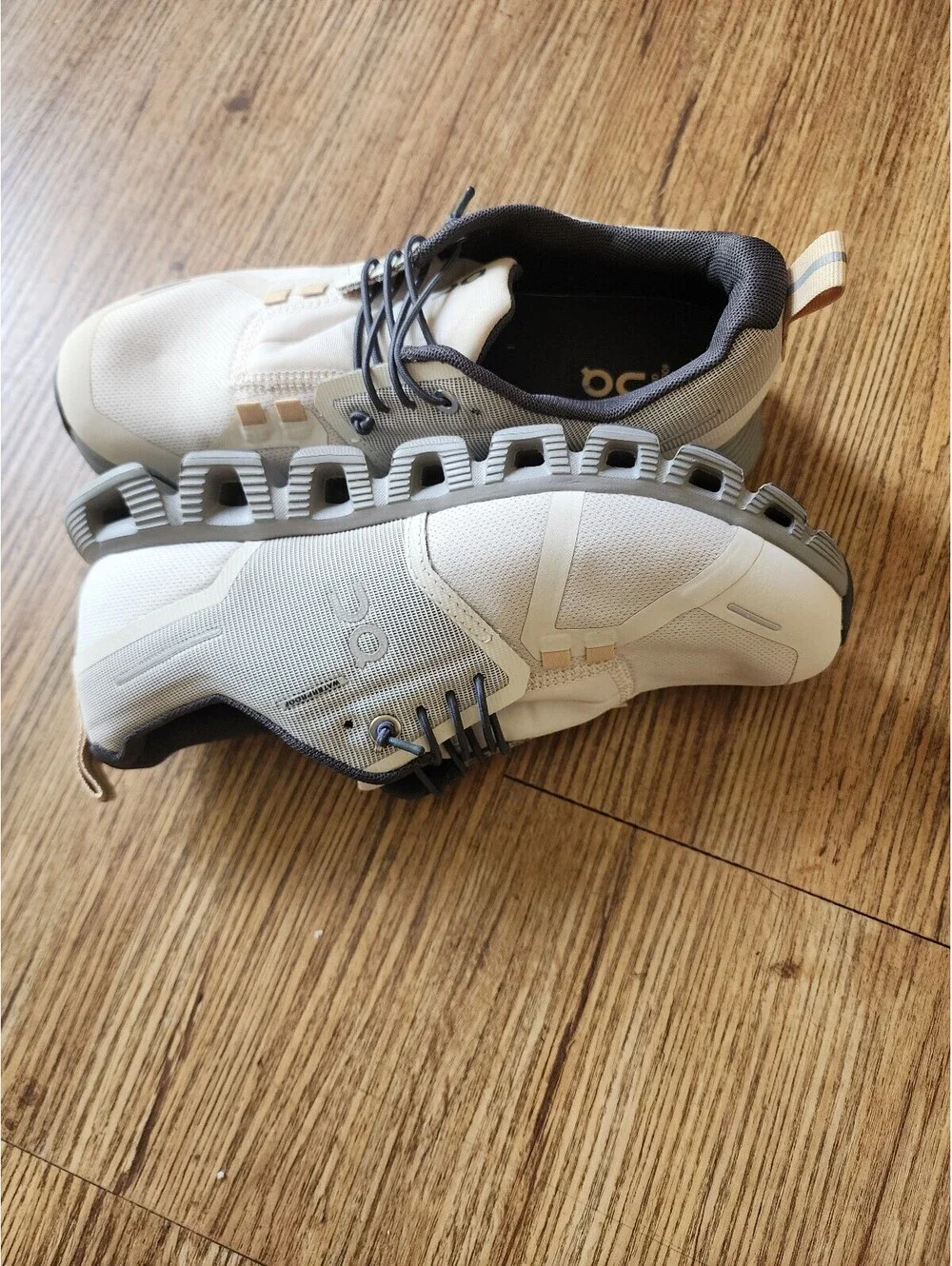 Size 6.5 Cloud Running Shoes Lightweight, Breathable, Beige with Gray Sole